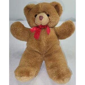 Russ Berrie Cinnamon 11" Vintage Teddy Bear Plush Brown Red Bow 258